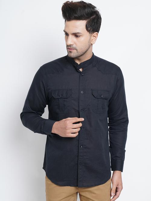 men solid long sleeves casual shirt - 21311224 - Standard Image - 0