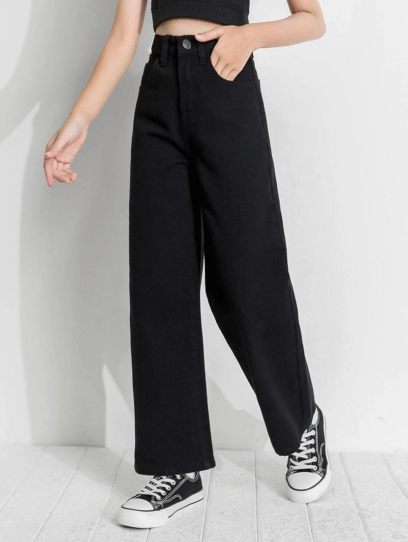 women solid high rise wide leg jean - 21311552 -  Standard Image - 1