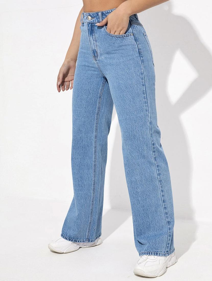 women solid high rise wide leg trouser - 21311554 - Standard Image - 1