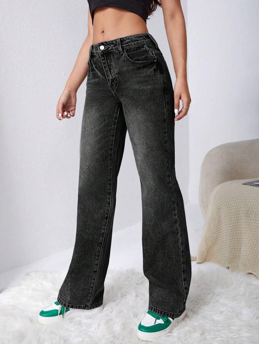 women soid high rise wide leg jean - 21311555 -  Standard Image - 1