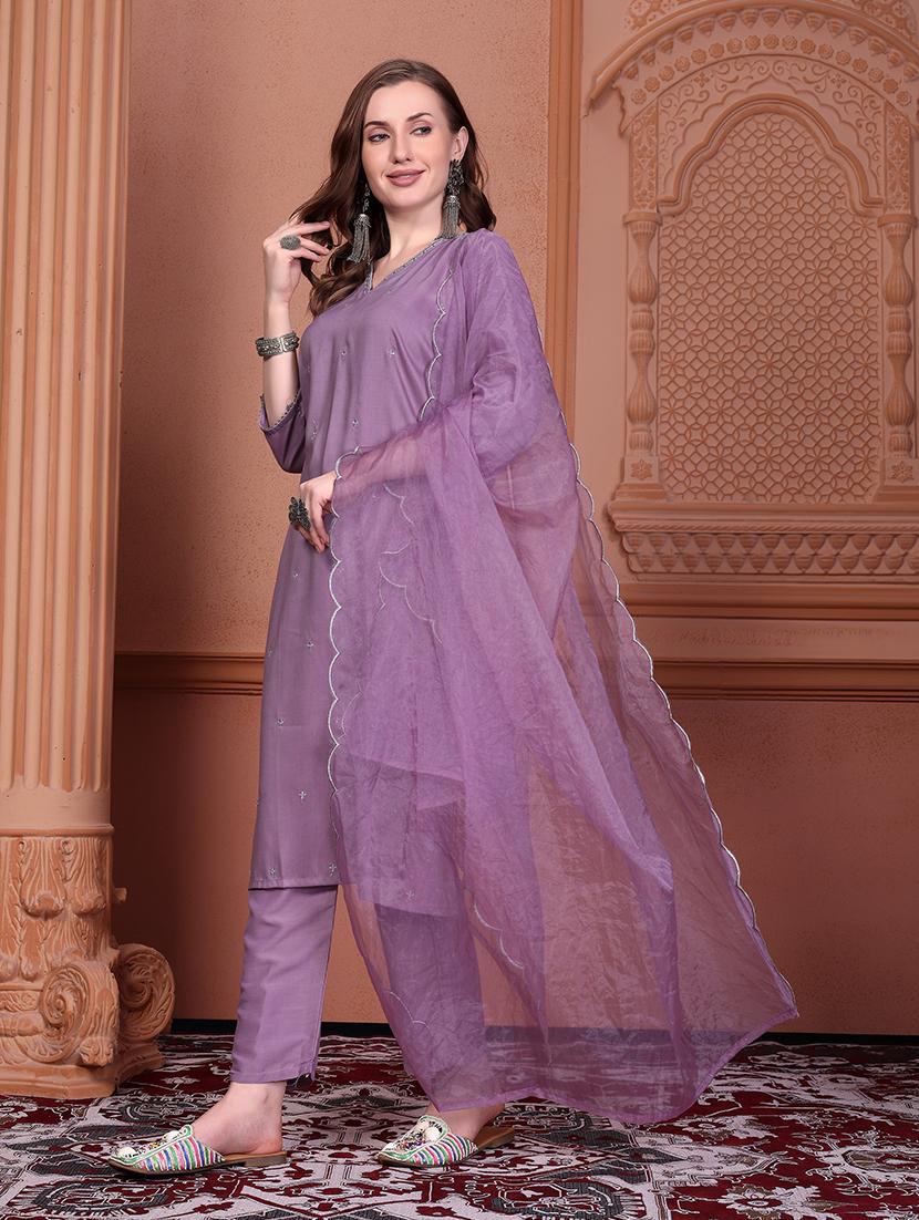 women three quarter sleeve kurta pant with dupatta set - 21311635 - Standard Image - 1