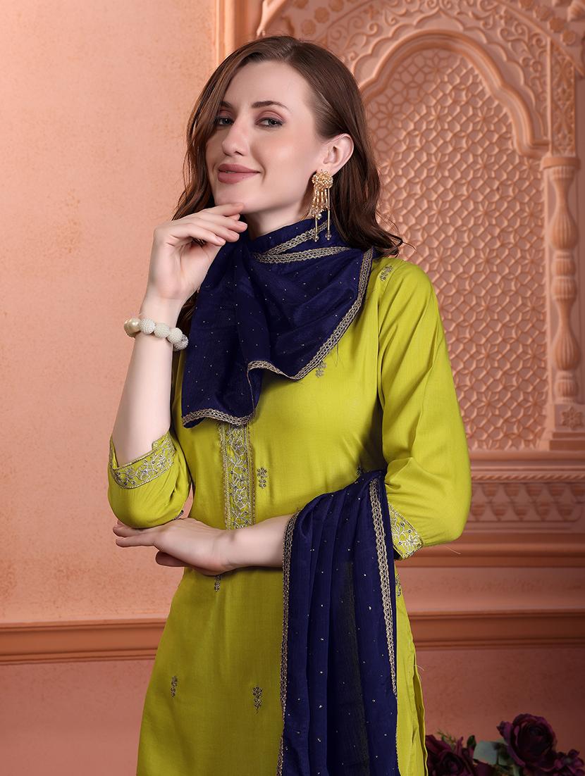 women lime round neck suit set - 21311639 - Standard Image - 4
