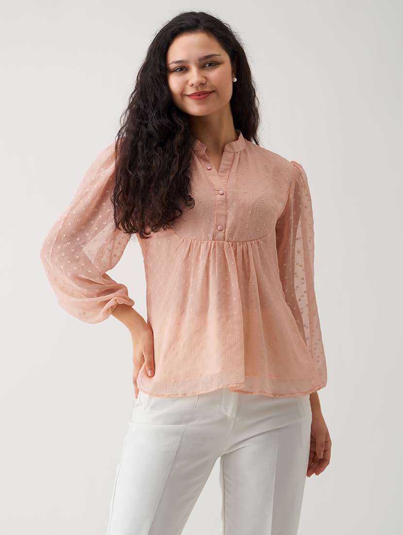 women orange polyester regular top - 21311834 -  Standard Image - 1