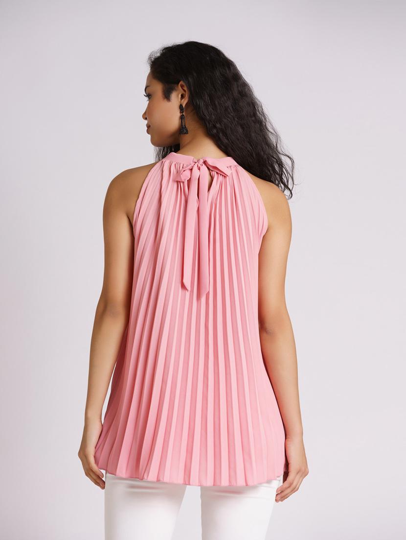 women pink crepe a-line top - 21311882 - Standard Image - 4
