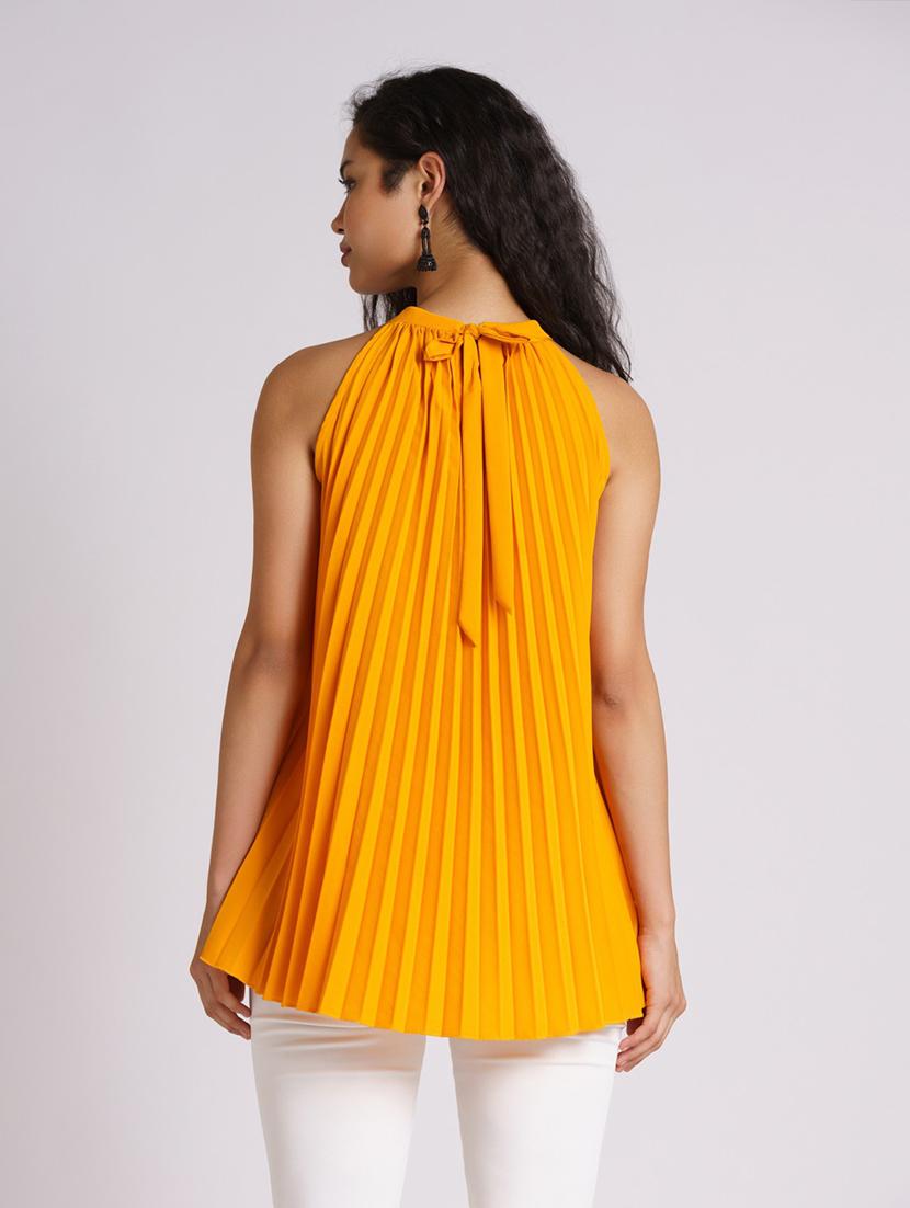women yellow crepe a-line top - 21311883 - Standard Image - 4