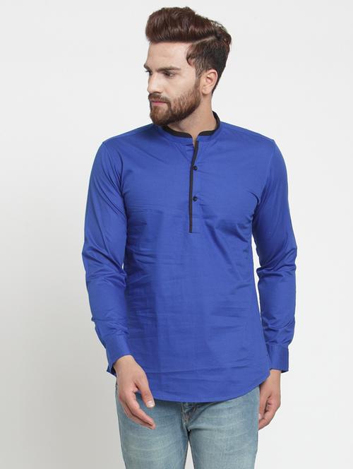 men mandarin neck solid short kurta - 21311892 - Standard Image - 0