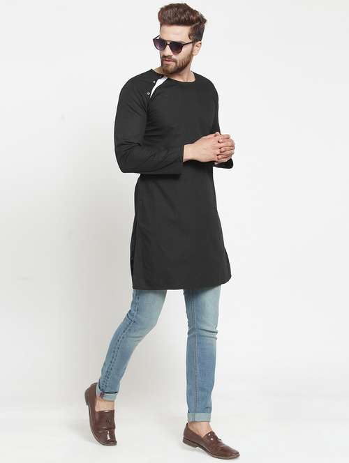 men solid round neck long kurta - 21311894 - Standard Image - 0