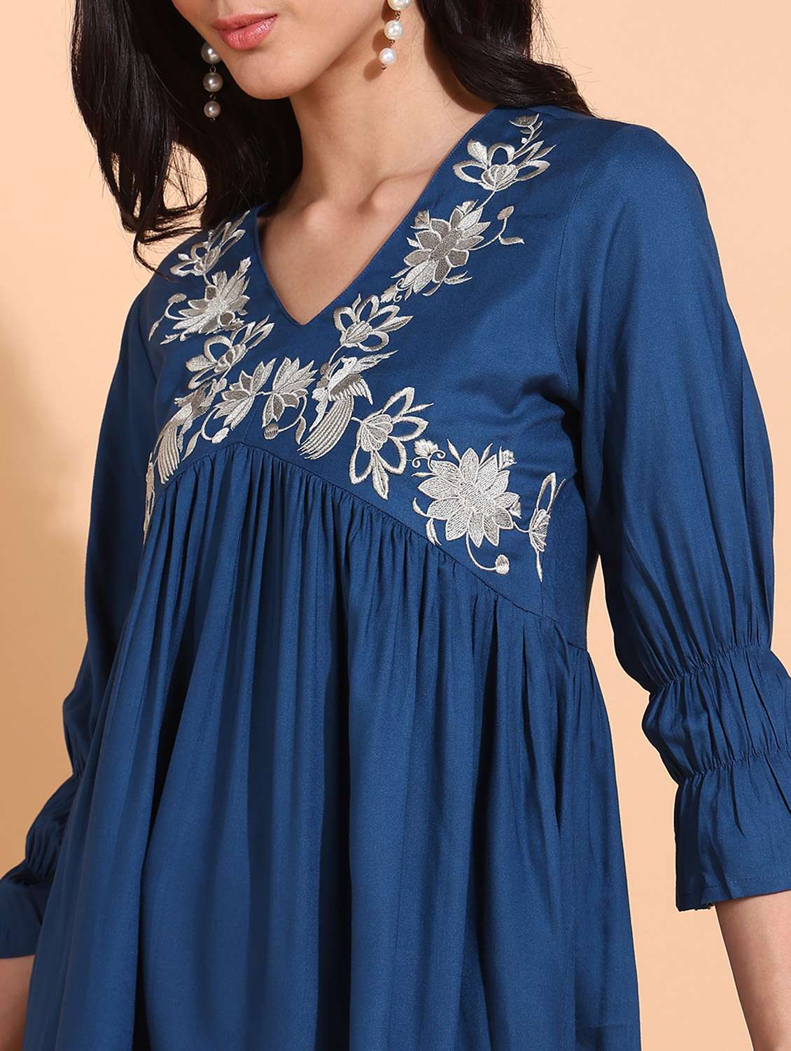 women blue rayon regular top - 21311950 -  Standard Image - 4