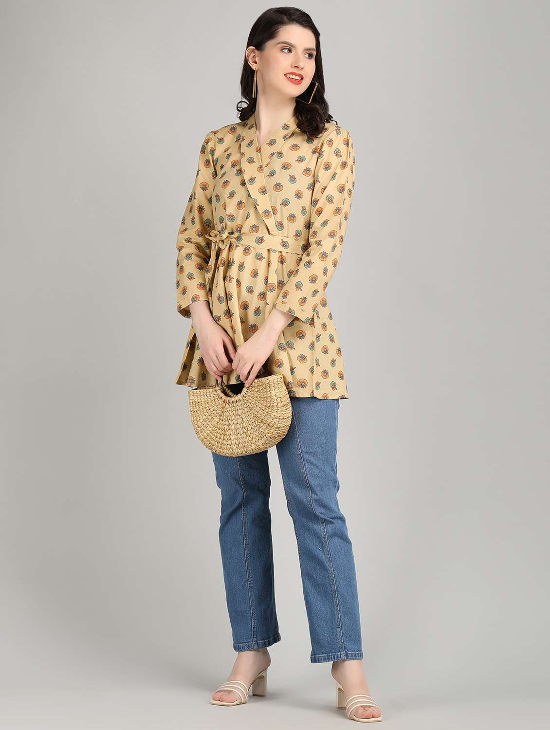 women yellow cotton regular top - 21311957 -  Standard Image - 4