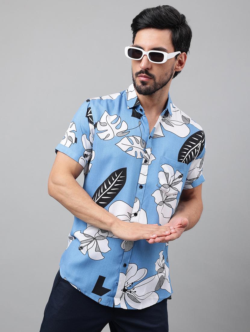 men short sleeved floral printed casual shirt - 21311961 - Standard Image - 1