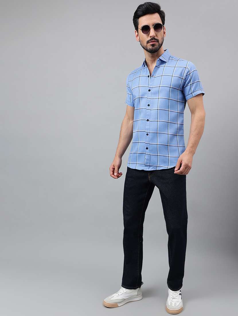 men short sleeved checkered casual shirt - 21311966 - Standard Image - 4