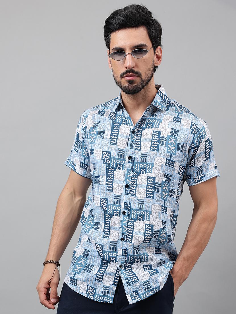 men short sleeved printed casual shirt - 21311988 - Standard Image - 1