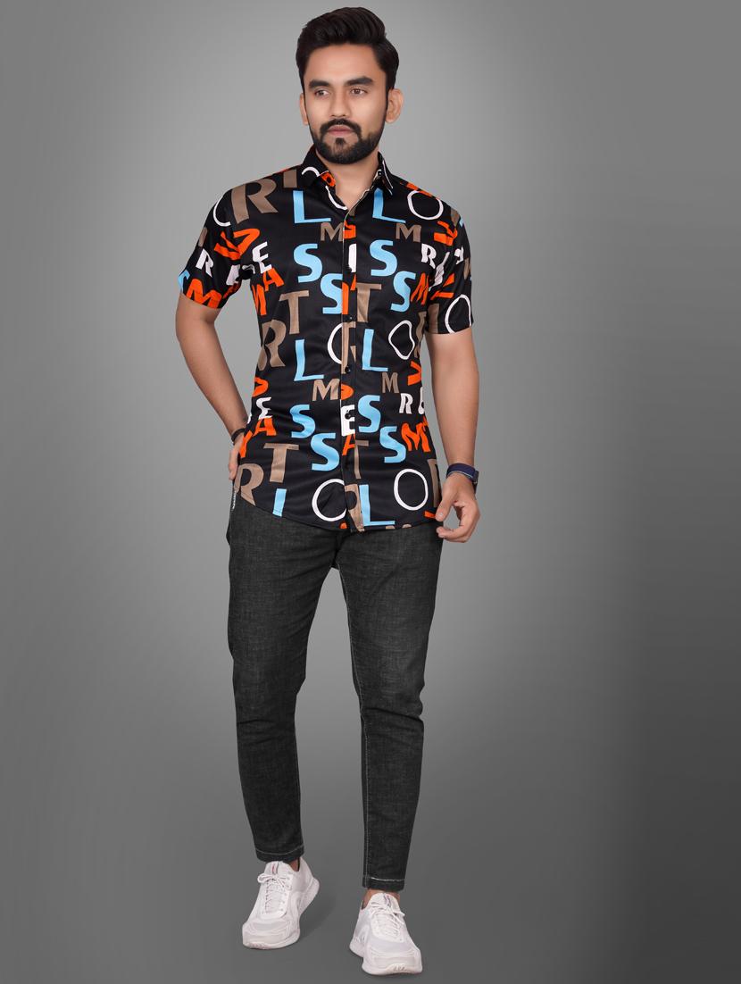 men short sleeved typographic printed casual shirt - 21311998 - Standard Image - 6