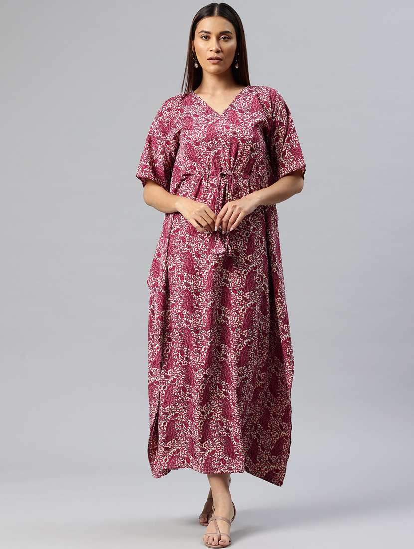 women pink poly crepe kaftan dress - 21313873 - Zoom Image - 0