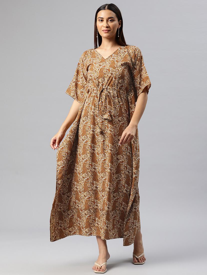 women white poly crepe kaftan dress