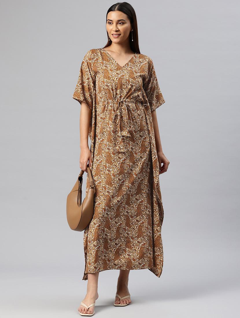 women white poly crepe kaftan dress - 21313874 - Standard Image - 1