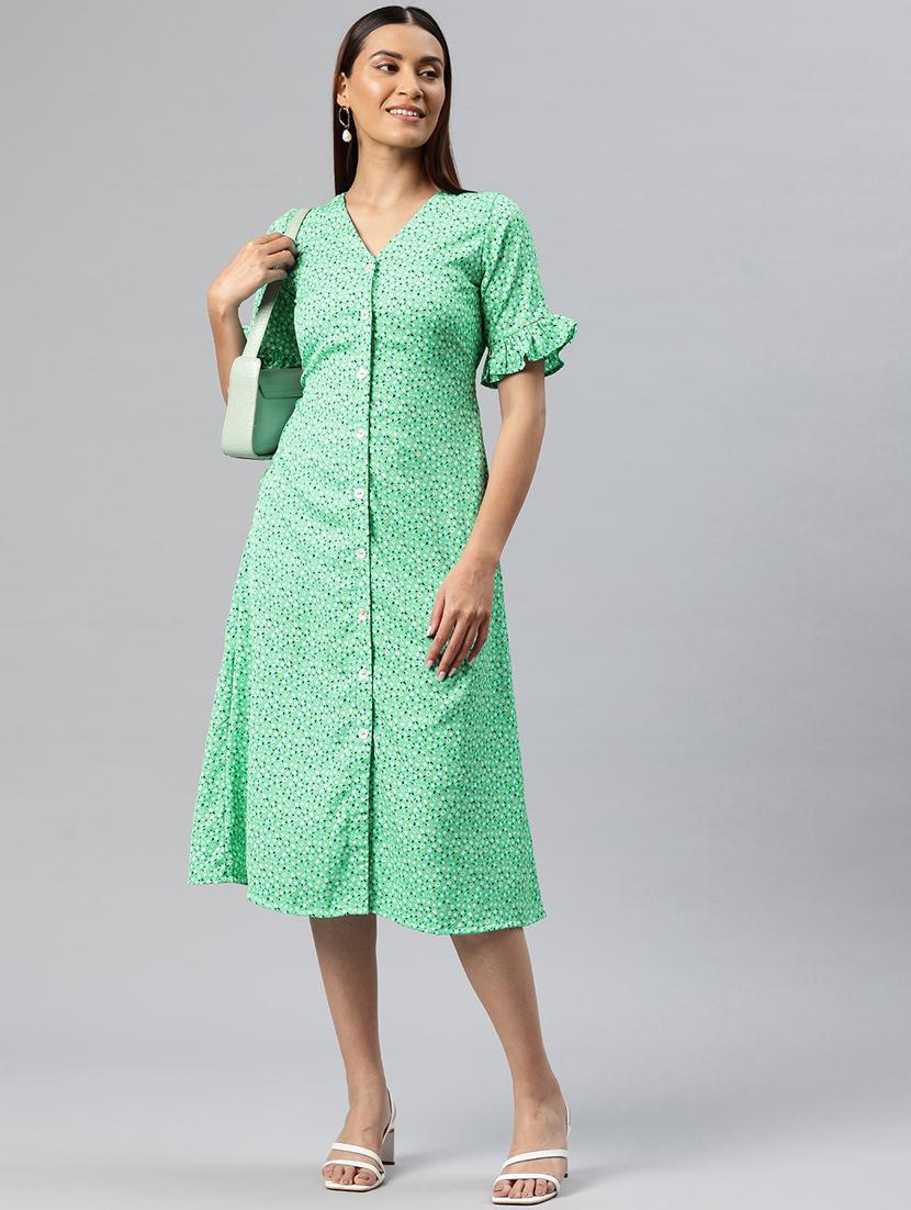women printed button down a-line dress - 21313879 -  Standard Image - 1