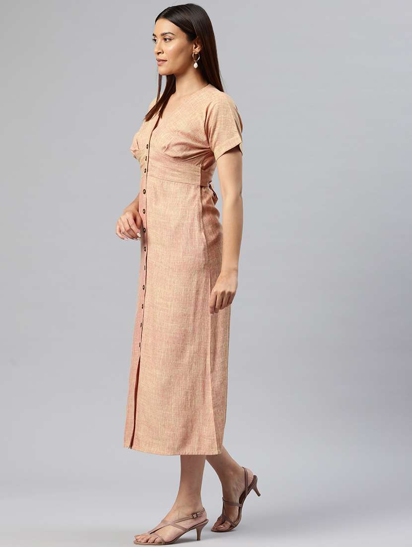 women solid button down a-line dress - 21313892 -  Standard Image - 1