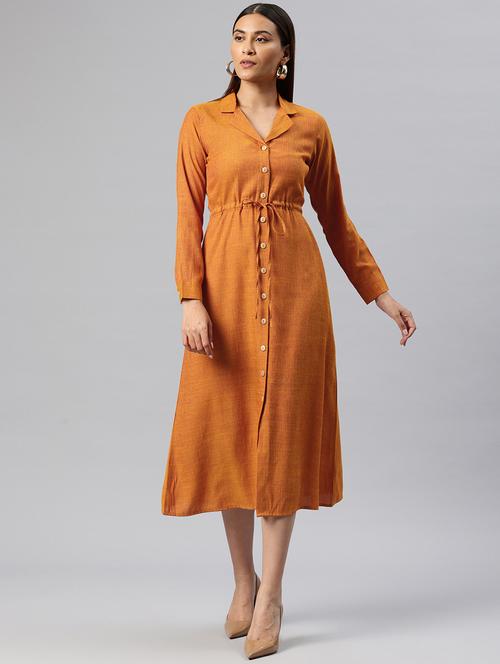 women solid collared button down shirt dress - 21313895 - Standard Image - 0