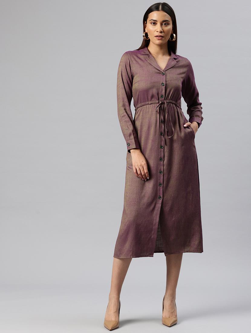 women solid collared button down shirt dress - 21313896 -  Zoom Image - 0