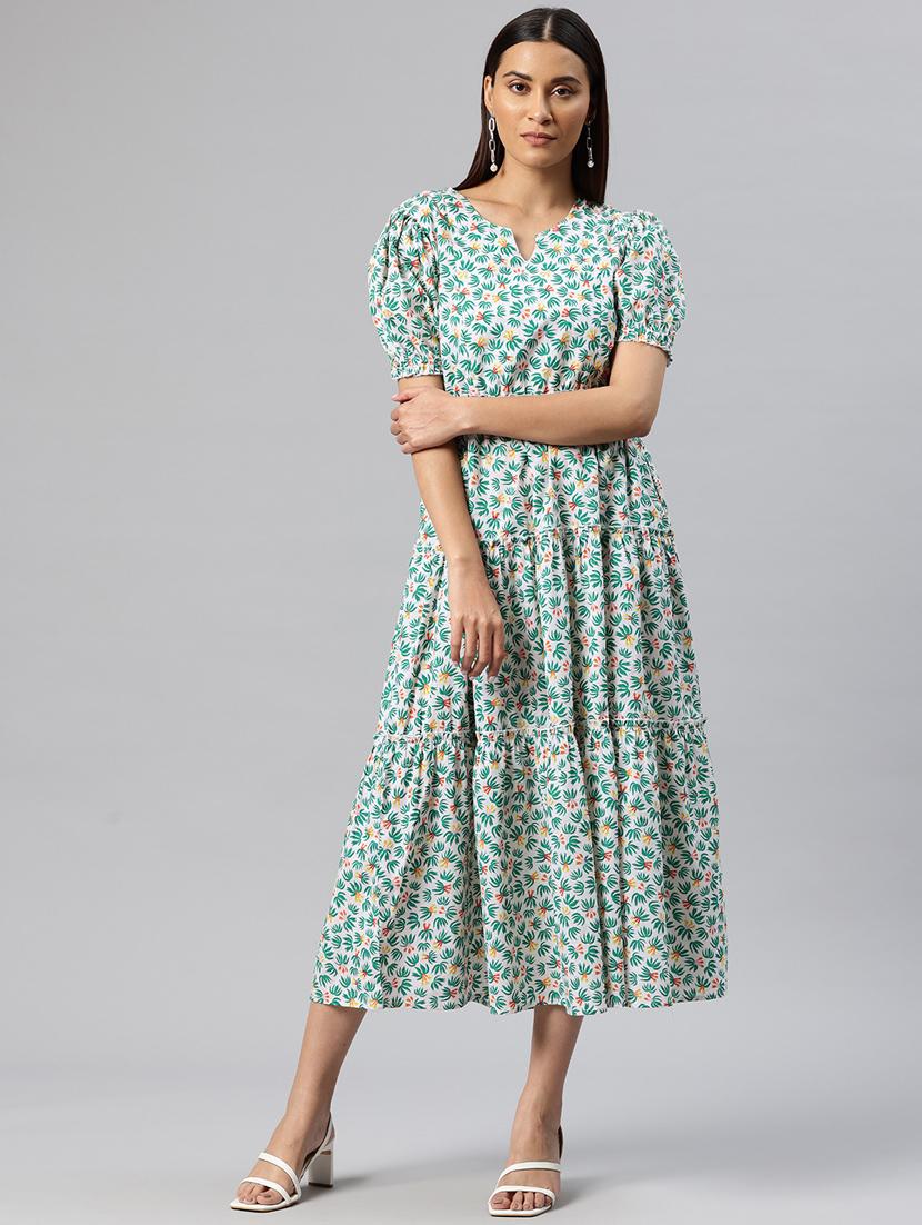 women white cotton fit & flare dress - 21313899 - Zoom Image - 0