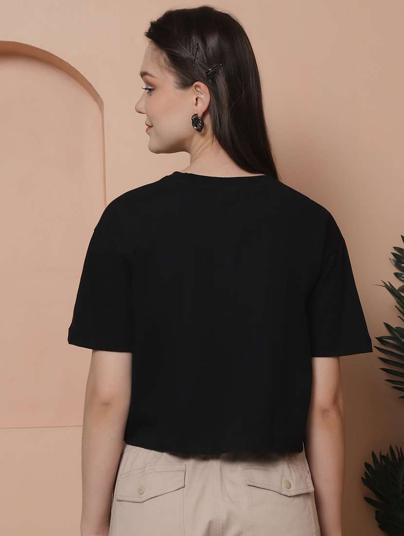 Women Solid Crop Oversized T Shirt