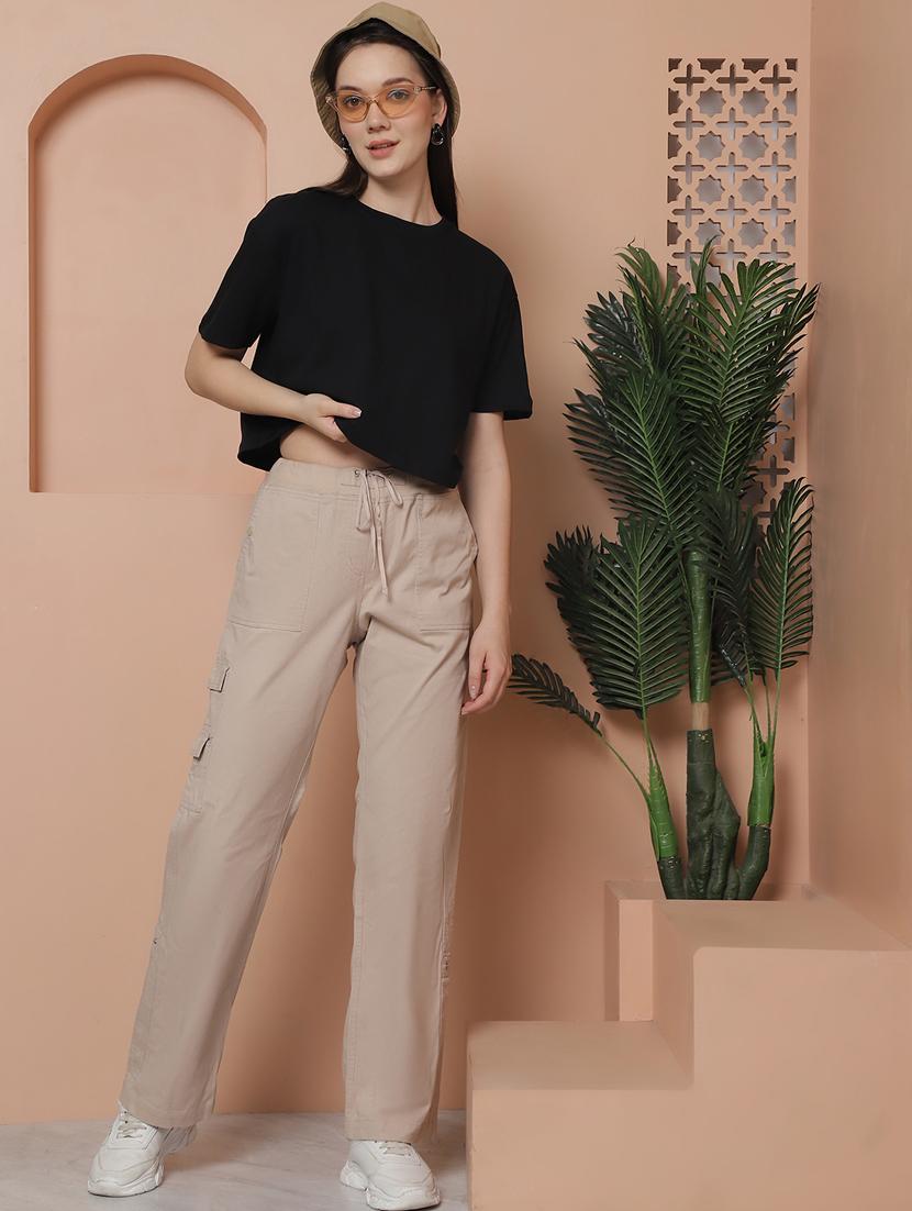 women solid crop oversized t-shirt - 21315086 - Standard Image - 4