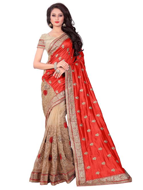 women embroidered half & half saree with blouse - 21317312 - Standard Image - 0