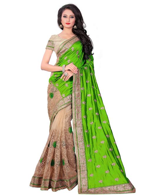 women green embroidered saree with blouse - 21317462 -  Standard Image - 0