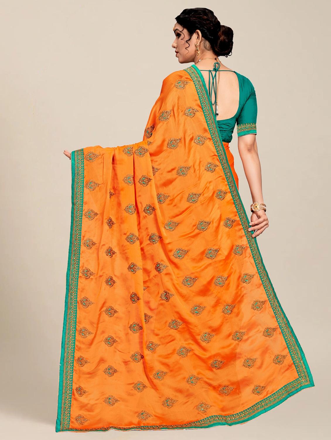 women mustard embroidered saree with blouse - 21317541 - Standard Image - 1