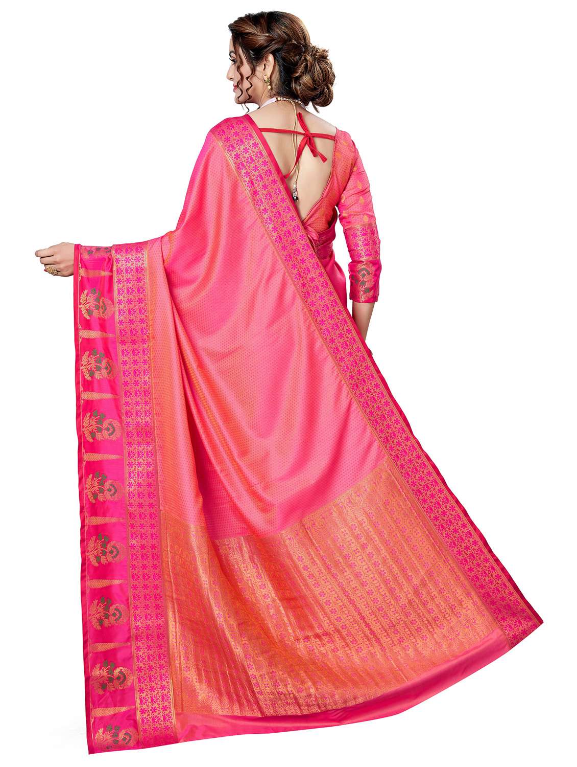 women pink self design banarasi saree with blouse - 21317604 -  Standard Image - 1