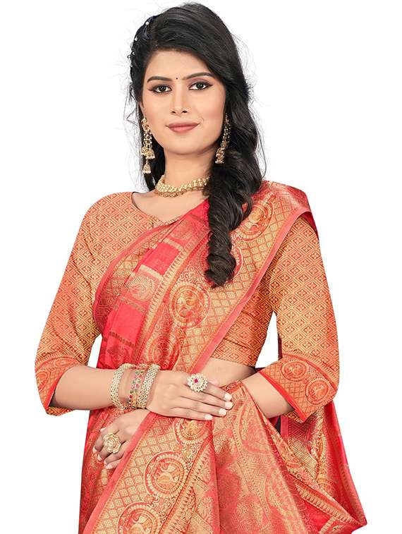 women self design kanjivaram saree with blouse - 21317628 -  Standard Image - 1