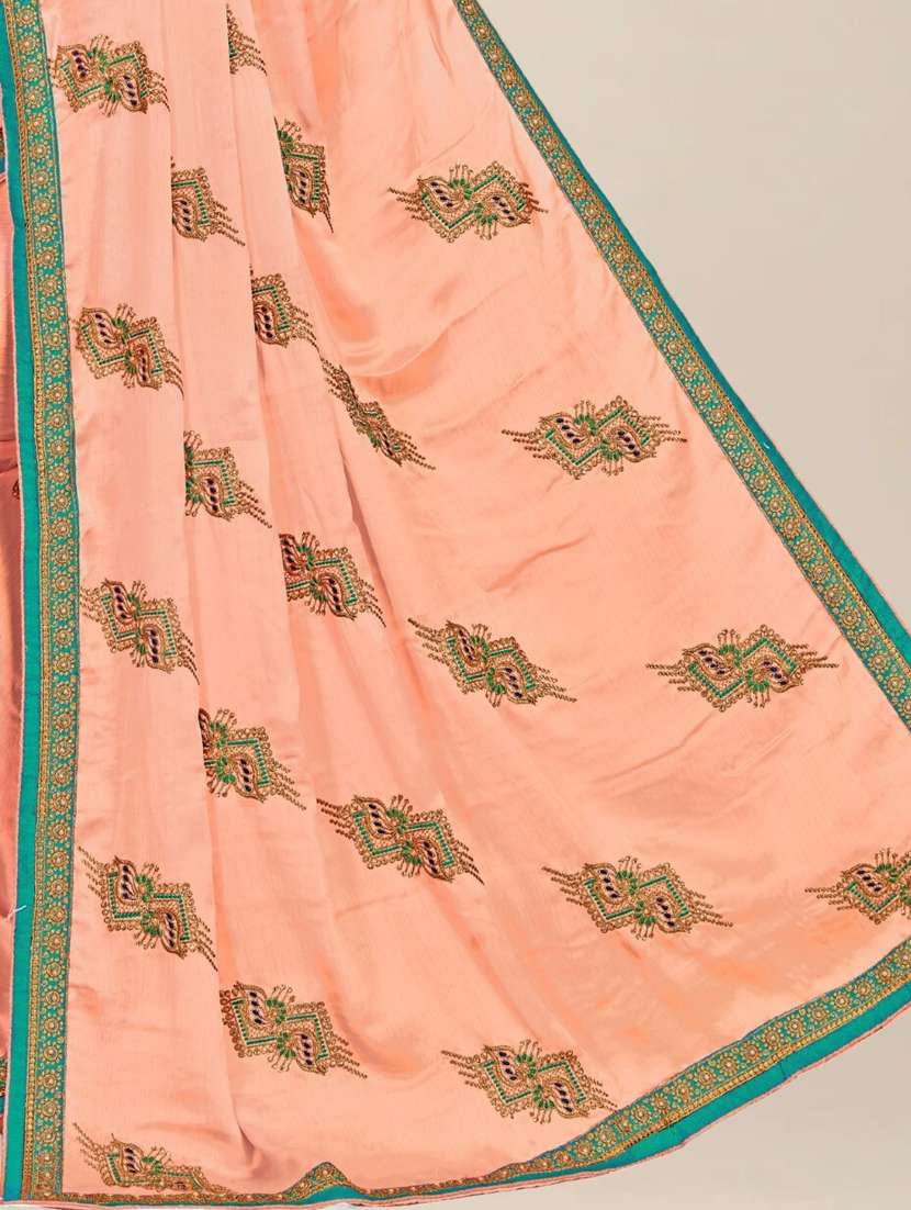 women peach embroidered saree with blouse - 21317681 -  Standard Image - 4