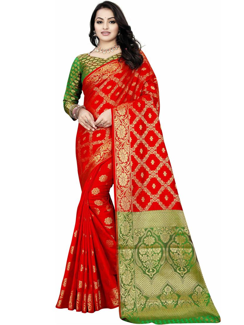 women self design banarasi saree with blouse - 21317718 -  Zoom Image - 0