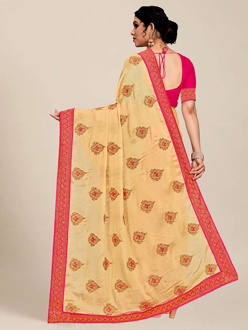 women cream embroidered saree with blouse - 21317915 -  Standard Image - 1