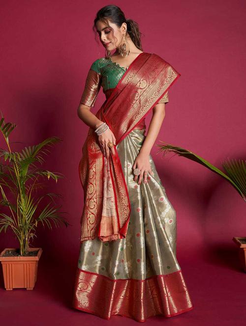 women self design dharmavaram saree with blouse - 21317948 - Standard Image - 0