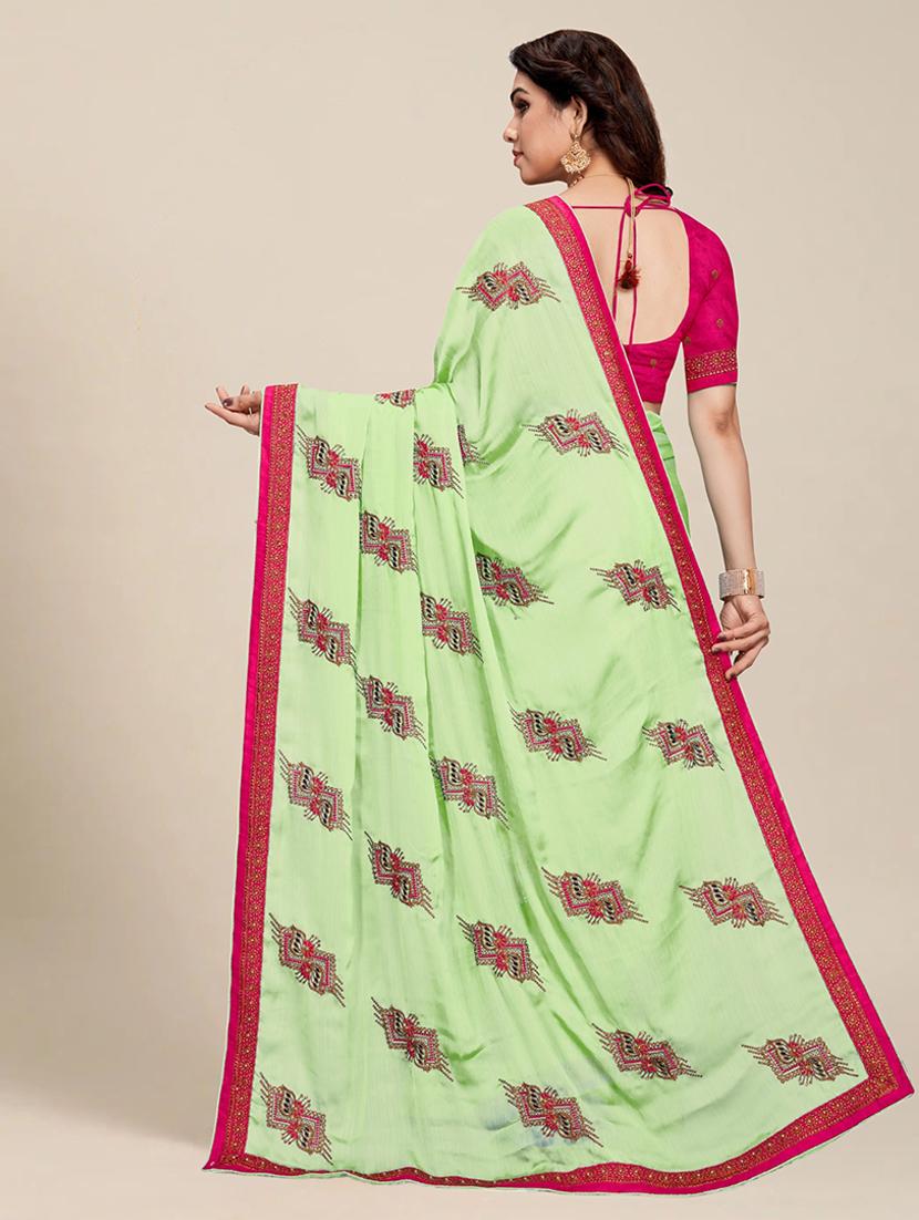 women neo mint embroidered saree with blouse - 21317951 -  Standard Image - 1