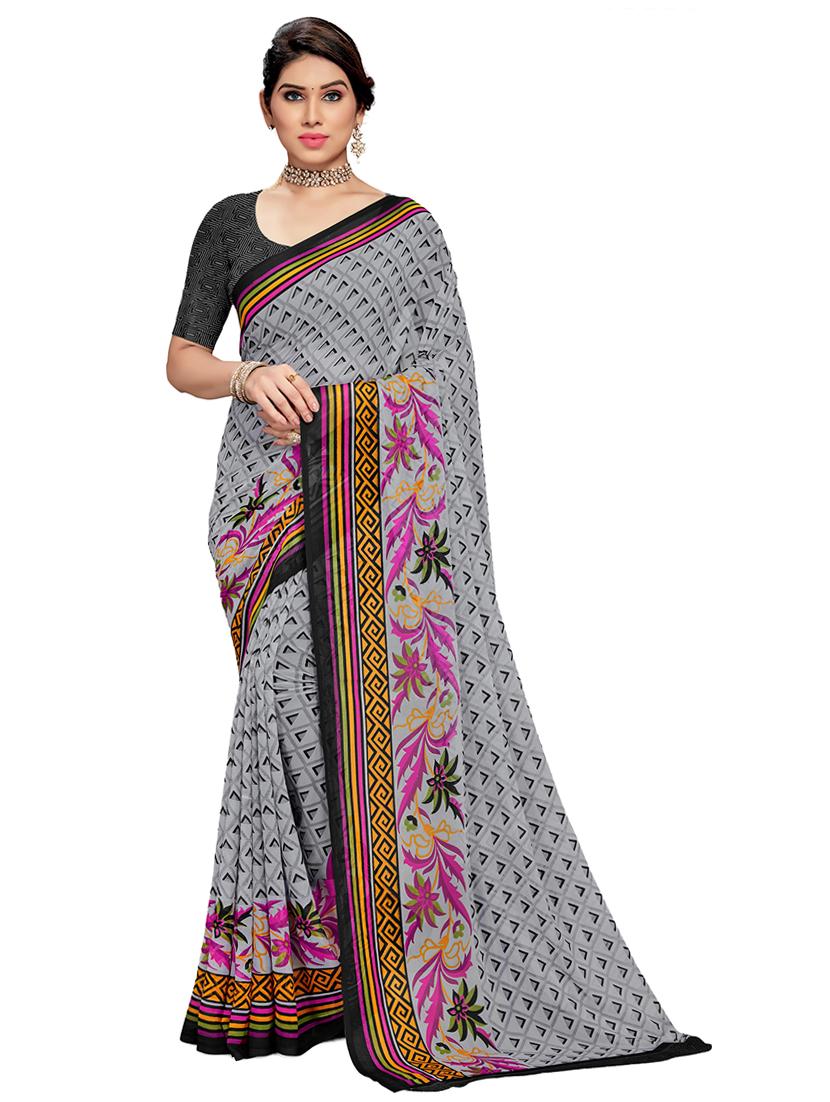 pack of 2 printed georgette saree with blouse - 21318106 -  Standard Image - 1