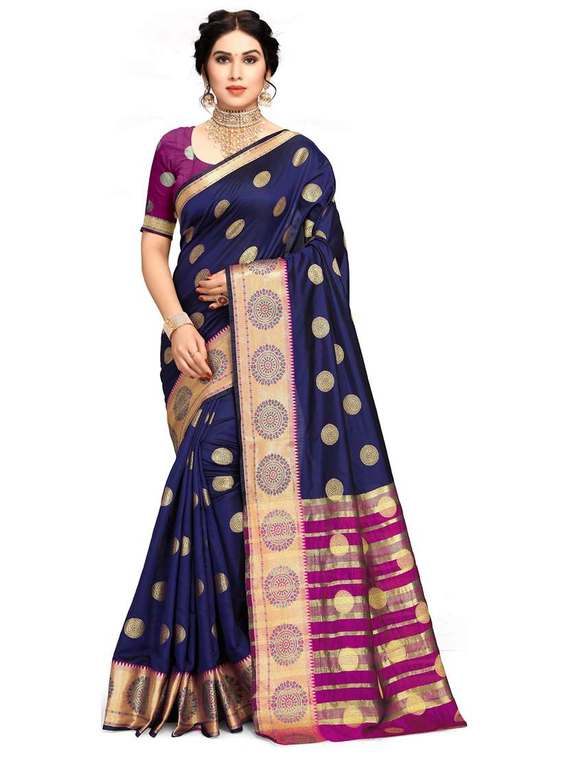 women self design banarasi saree with blouse
