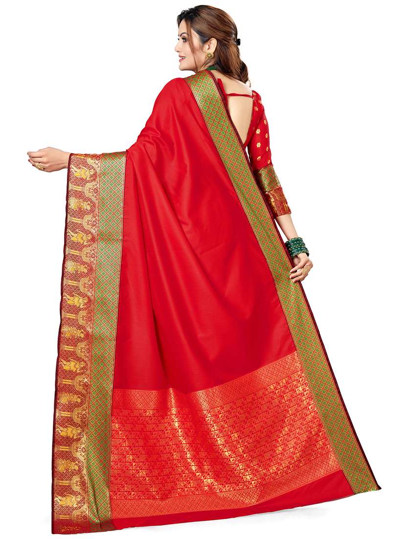 women red self design banarasi saree with blouse - 21318118 - Standard Image - 1