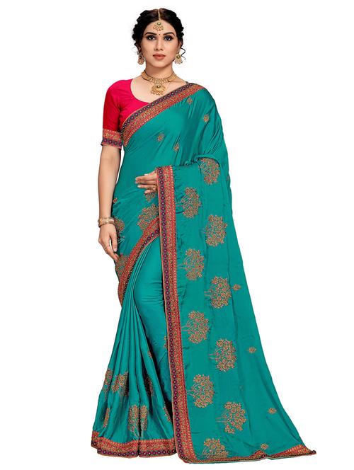 women green printed saree with blouse - 21318191 -  Standard Image - 0
