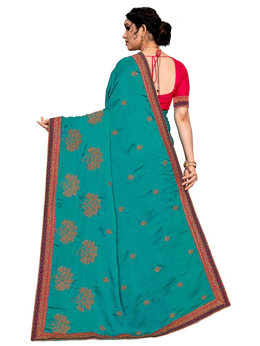 women green printed saree with blouse - 21318191 -  Standard Image - 1