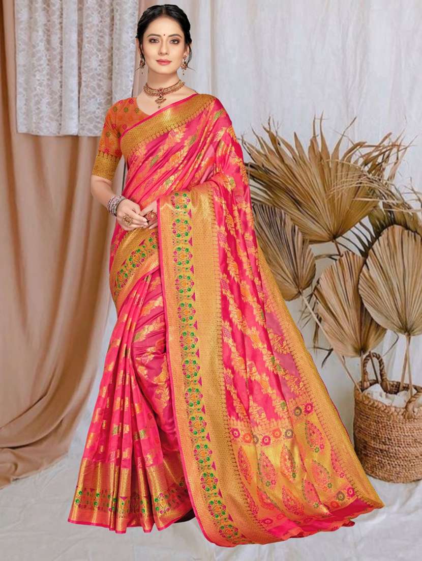 women self design banarasi saree with blouse