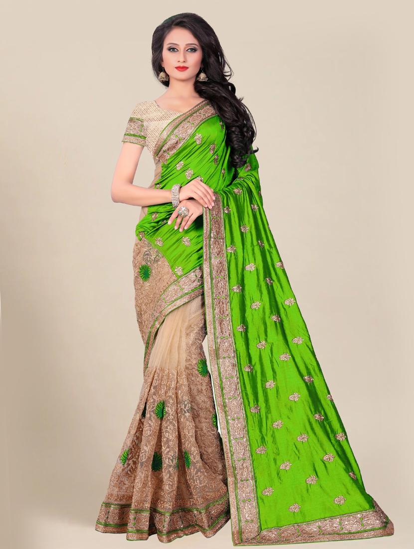women embroidered half & half saree with blouse - 21318269 - Zoom Image - 0