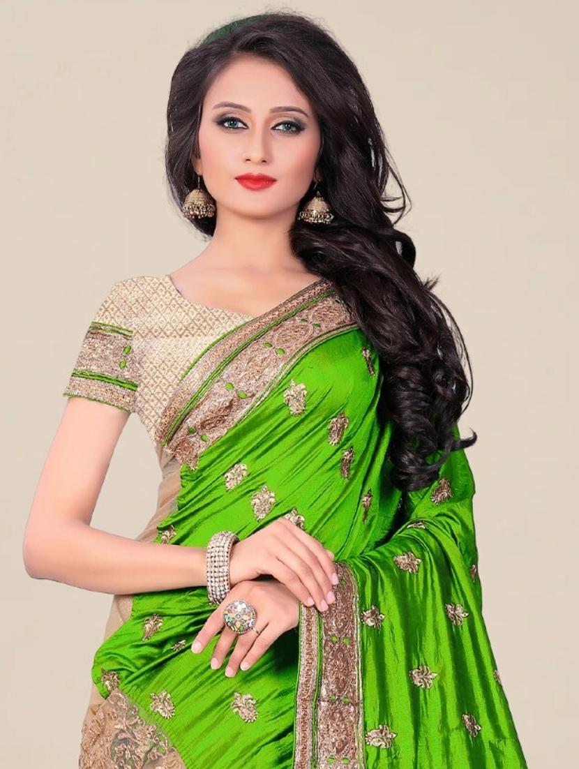 women embroidered half & half saree  with blouse - 21318269 -  Standard Image - 1