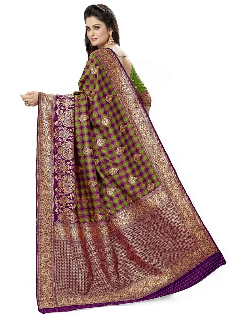 women purple kanjivaram saree with blouse - 21318307 -  Standard Image - 1