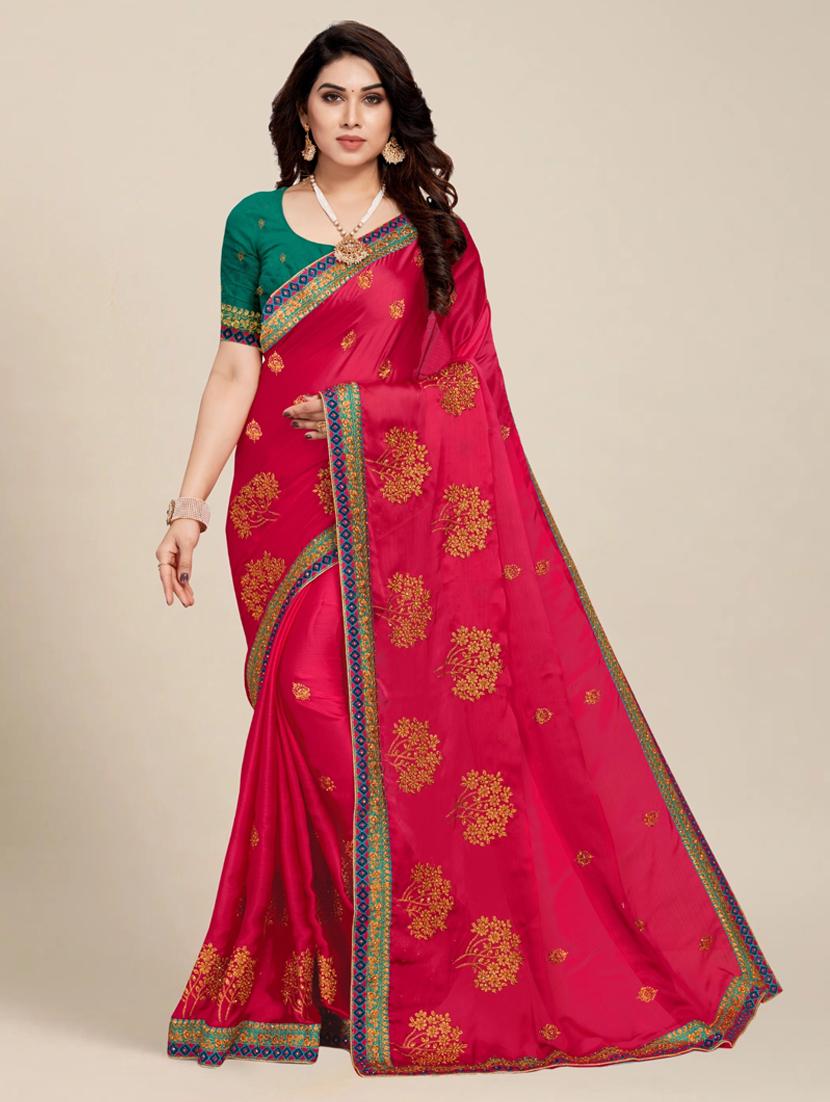 women red printed saree with blouse - 21318356 -  Zoom Image - 0