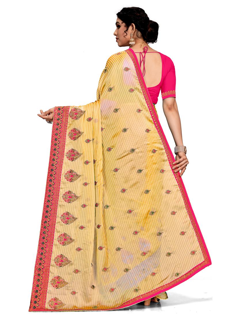 women yellow printed saree with blouse - 21318383 -  Standard Image - 1