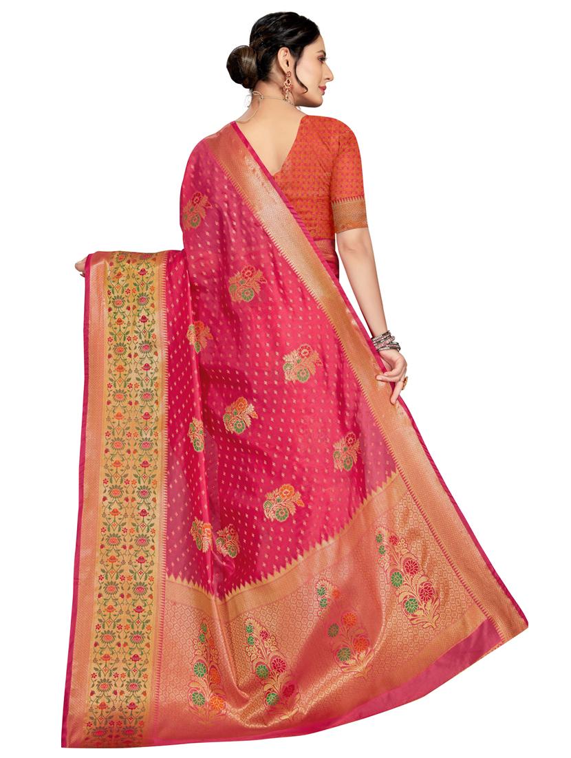 women pink banarasi saree with blouse - 21318386 - Standard Image - 1