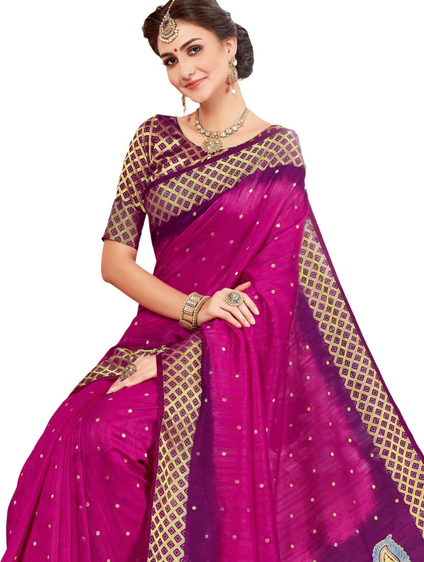 women pink kanjivaram saree with blouse - 21318449 -  Standard Image - 1